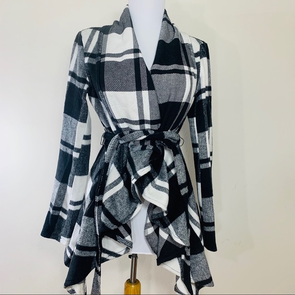 FAVLUX Jackets & Blazers - FAVLUX FASHION | Waterfall Jacket Blk White Plaid